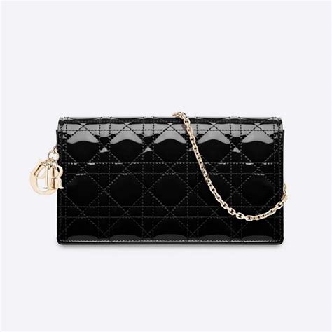 Lady Dior Pouch Black Patent Cannage Calfskin 